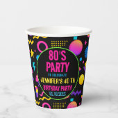 Custom Retro Neon 80’s Birthday – Fun Adult  紙コップ (正面)
