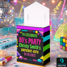 Custom Retro Neon 80’s Birthday Party フェイバーボックス