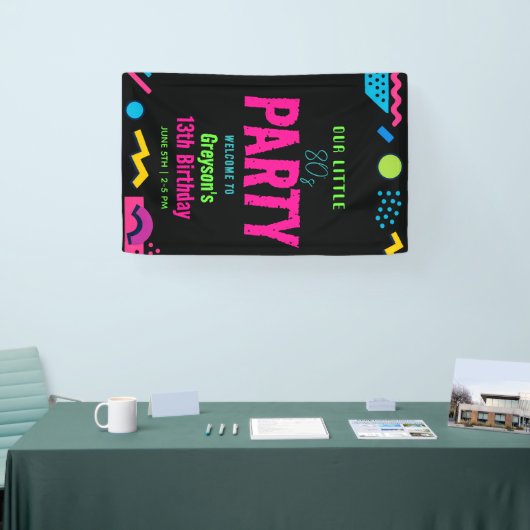 Custom Retro Neon 80’s Birthday Party 横断幕 (トレードショー)