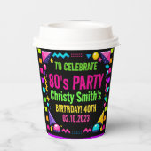 Custom Retro Neon 80’s Birthday Party 紙コップ (裏面)