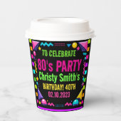Custom Retro Neon 80’s Birthday Party 紙コップ (正面)