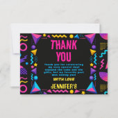 Custom Retro Neon 80's Birthday Party サンキューカード (正面)