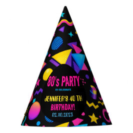 Custom Retro Neon 80's Birthday Party パーティーハット