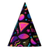 Custom Retro Neon 80's Birthday Party パーティーハット (左)