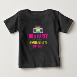 Custom Retro Neon 80's Birthday Party ベビーTシャツ
