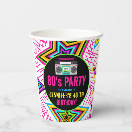 Custom Retro Neon 80's Birthday Party 紙コップ