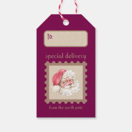 Custom Retro Paper Stamp Santa Special Delivery ギフトタグ