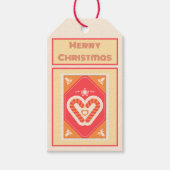 Custom Retro Paper Stamp with Candy Cane Heart ギフトタグ (正面)