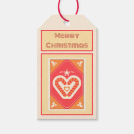 Custom Retro Paper Stamp with Candy Cane Heart ギフトタグ