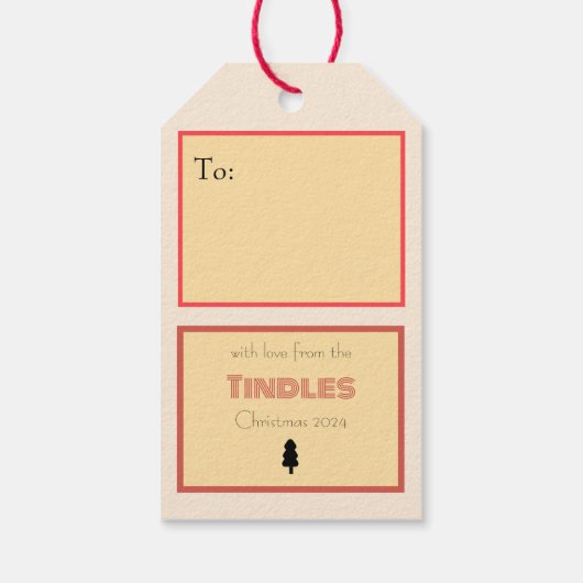 Custom Retro Paper Stamp with Candy Cane Heart ギフトタグ (裏面)