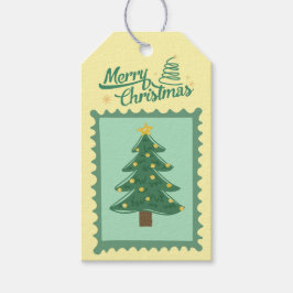 Custom Retro Paper Stamp with Christmas Tree ギフトタグ