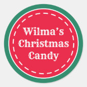 Custom Retro Red Green Christmas Stickers ラウンドシール (正面)