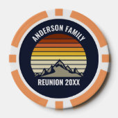 Custom Retro Sunset Mountain Family Reunion ポーカーチップ (正面)