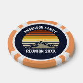 Custom Retro Sunset Mountain Family Reunion ポーカーチップ (シングル)