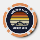 Custom Retro Sunset Mountain Navy Blue ポーカーチップ (裏面)