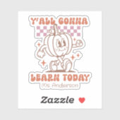 Custom Retro Teacher Pumpkin & Quote シール (シート)