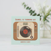 Custom Retro Vinyl Party Thank You Card サンキューカード (スタンド正面)