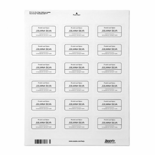 Custom Return Address Label ラベル (フルシート)