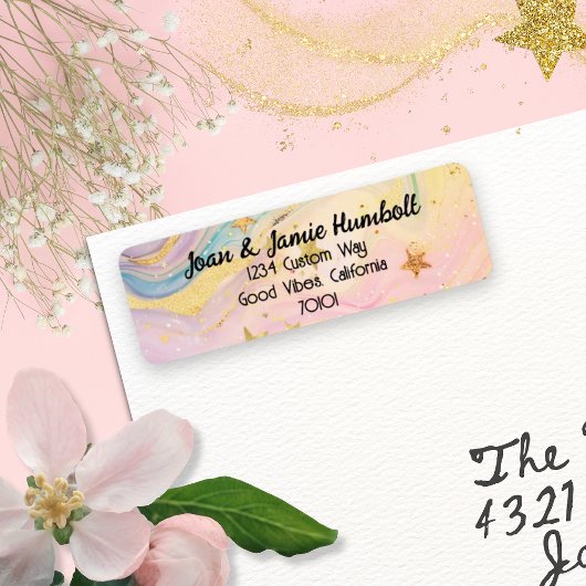 Custom Return Address Label Pink Galaxy Swirl  ラベル