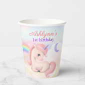 Custom Reusable Sustainable Pink Unicorn Rainbow 紙コップ (正面)