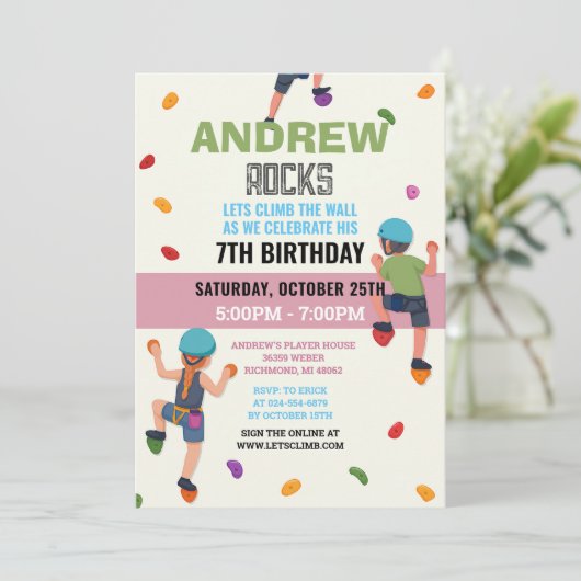 Custom Rock Climbing Birthday Party Invitation 招待状 (スタンド正面)