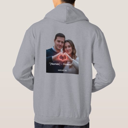 Custom Romantic Couple Real-View Heart Hands Winte パーカ (裏面)