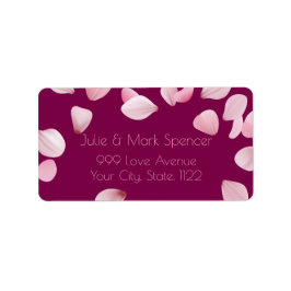 Custom Romantic Pink Petals Address Label ラベル