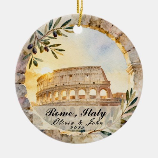 Custom Rome Honeymoon or Vacation Keepsake  セラミックオーナメント (正面)