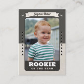 Custom Rookie Trading Card, First Birthday Retro  コーリングカード (正面)