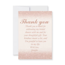 Custom Rose Gold Bridal Shower Thank You Cards