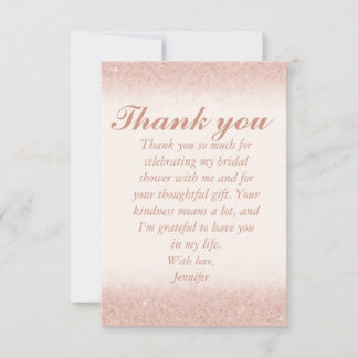 Custom Rose Gold Bridal Shower Thank You Cards サンキューカード