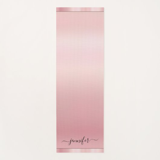 Custom Rose Gold Calligraphy Script Name Elegant ヨガマット (正面)