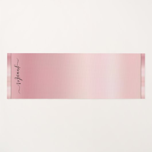 Custom Rose Gold Calligraphy Script Name Elegant ヨガマット (正面(横))