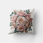 Custom Rose Gold Floral Monogram Heart Pillow クッション (裏面)