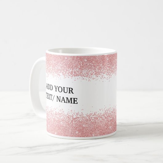 Custom Rose Gold Glitter -Personalized Name コーヒーマグカップ (正面左)