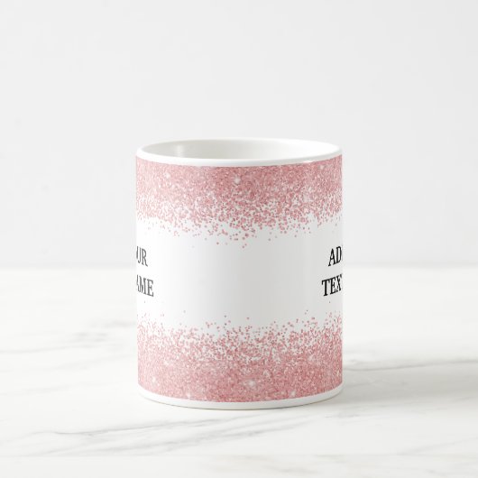 Custom Rose Gold Glitter -Personalized Name コーヒーマグカップ (中央)