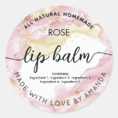 Custom Rose gold pink  lip balm labels ラウンドシール (正面)
