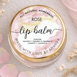 Custom Rose gold pink  lip balm labels ラウンドシール