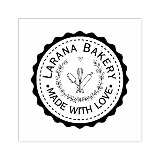 Custom Round Bakery Logo Stamp ラバースタンプ (インプリント)