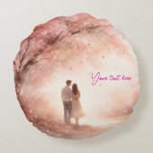 Custom Round Pillow – Romantic Couple Design ラウンドクッション (裏面)
