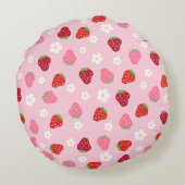 Custom Round Strawberry & Daisy Baby Pillow ラウンドクッション (裏面)
