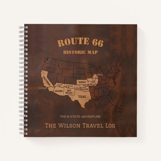 Custom Route 66 Centennial Map Travel Journal ノートブック (正面)