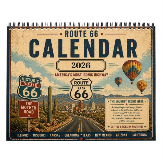 Custom Route 66 Vintage Get Your Kicks  カレンダー (カバー)
