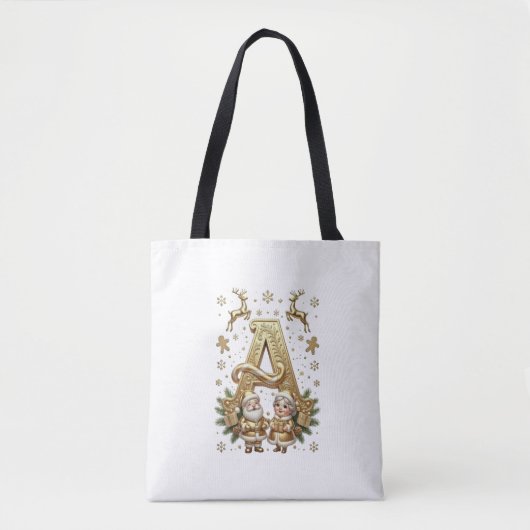 Custom Royal Gold Letter A Luxury Cotton Tote Bag トートバッグ (正面)