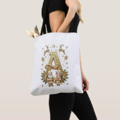 Custom Royal Gold Letter A Luxury Cotton Tote Bag トートバッグ (クローズアップ)