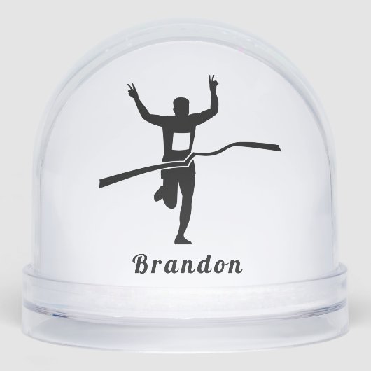 Custom Runner Finish Line Snow Globe Gift (正面)