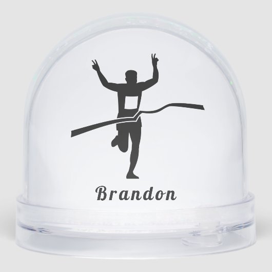 Custom Runner Finish Line Snow Globe Gift (裏面)
