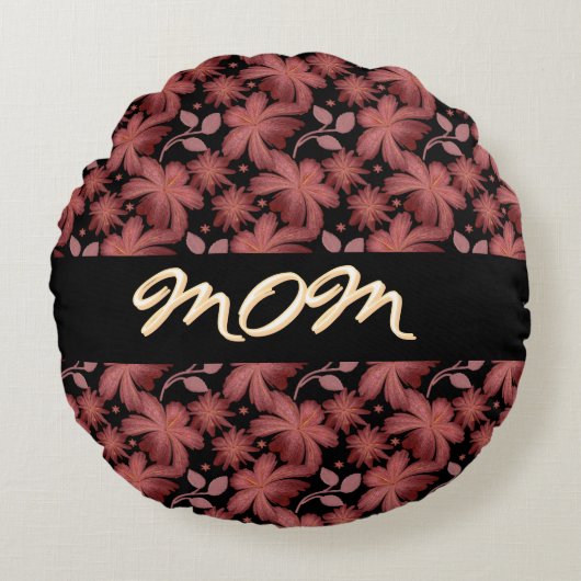 Custom Rust Floral Seamless Pattern  ラウンドクッション (正面)