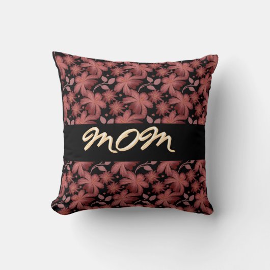 Custom Rust Floral Seamless Pattern  Throw Pillow クッション (正面)