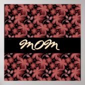 Custom Rust Floral Seamless Pattern  Throw Pillow ポスター (正面)